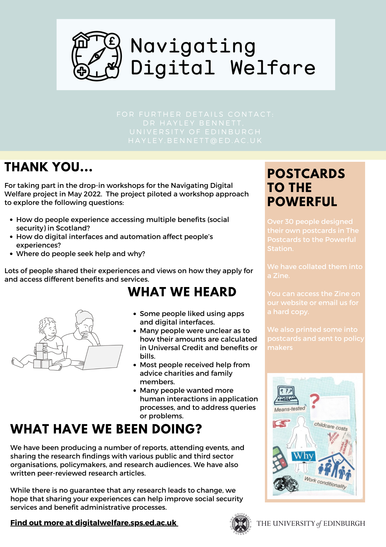 poster outlining post event activities